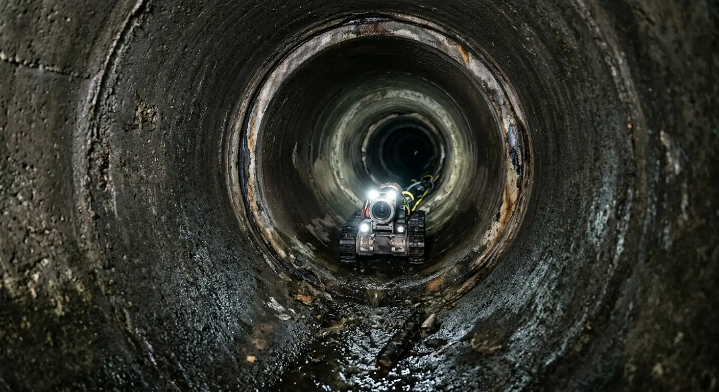 Robotic sewer camera inspecting pipe interior for Drain Snake Service in Reston